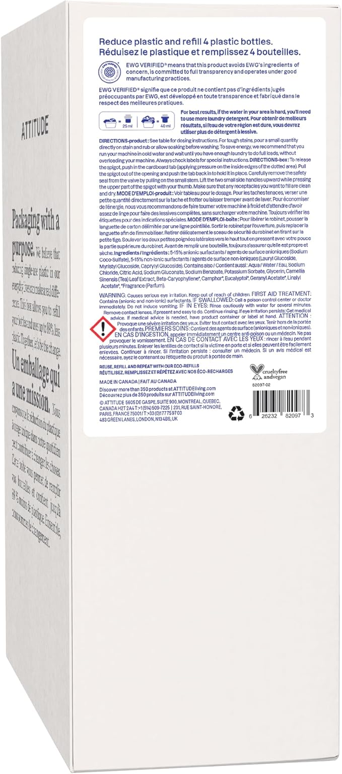 ATTITUDE Liquid Laundry Detergent Refill, EWG Verified, HE Compatible, - Image 8