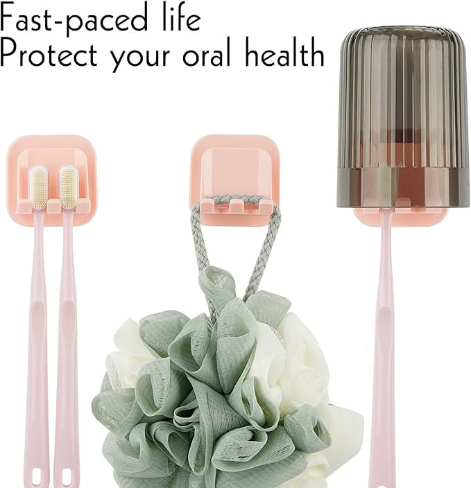 2 PCS Self-Adhesive Toothbrush Holders Wall Mounted, Water Proof Toothbrush Hook - Image 4