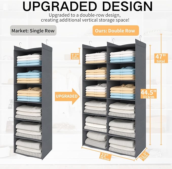 Space-Saving Hanging Closet Storage Organizer – Dual-Row Foldable Shelves - Image 2