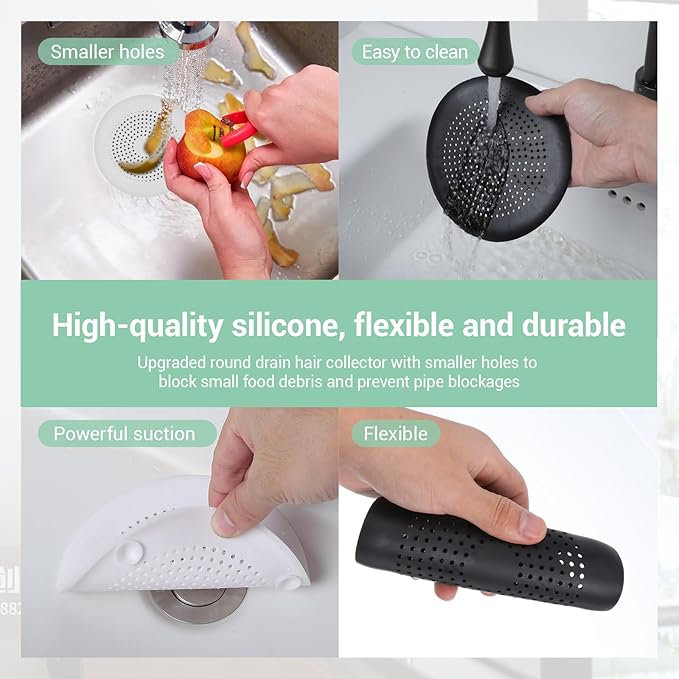 4Pcs Silicone Drain Covers Round Hair Drain Catcher - Image 5