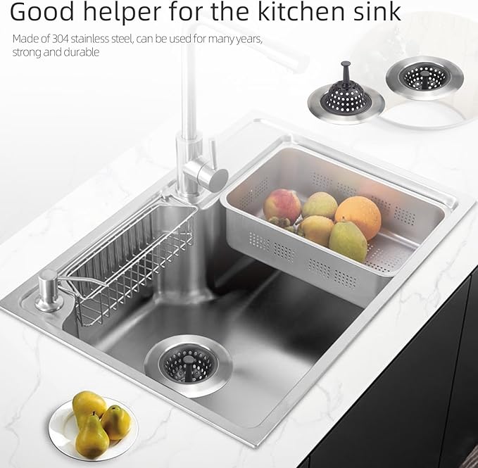 Kitchen Set of 2 Sink Strainers, Flexible Silicone Good Grip Kitchen Sink - Image 4