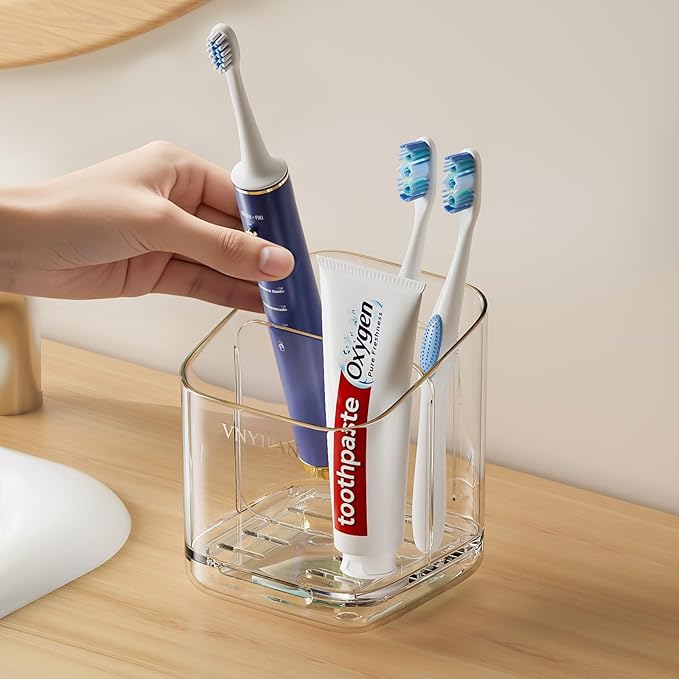 Toothbrush Holders for Bathrooms, 3 Slots Detachable Toothbrush Holder Wall by VNYIFAN