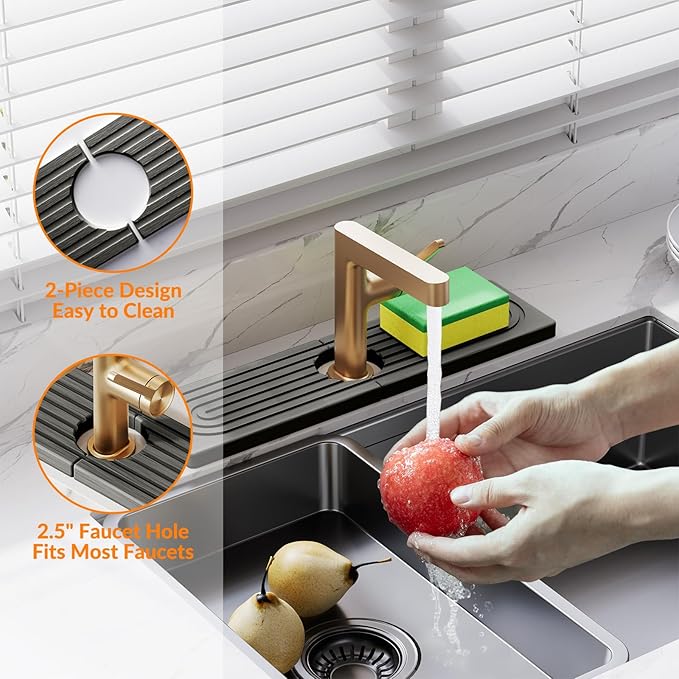 15.7 Inch Stone Faucet Mat for Kitchen Sink Splash Guard, Diatomite Sink - Image 4