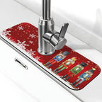 Christmas Snowflake Nutcracker Red 15" X 5.5" Kitchen Sink Splash Guard Faucet by FDNUPIAN