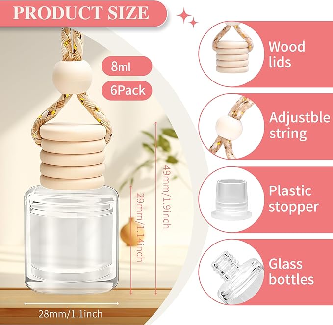 6 Pack Car Air Freshener, Long Lasting Natural Essential Oil Fragrance Diffuser - Image 6