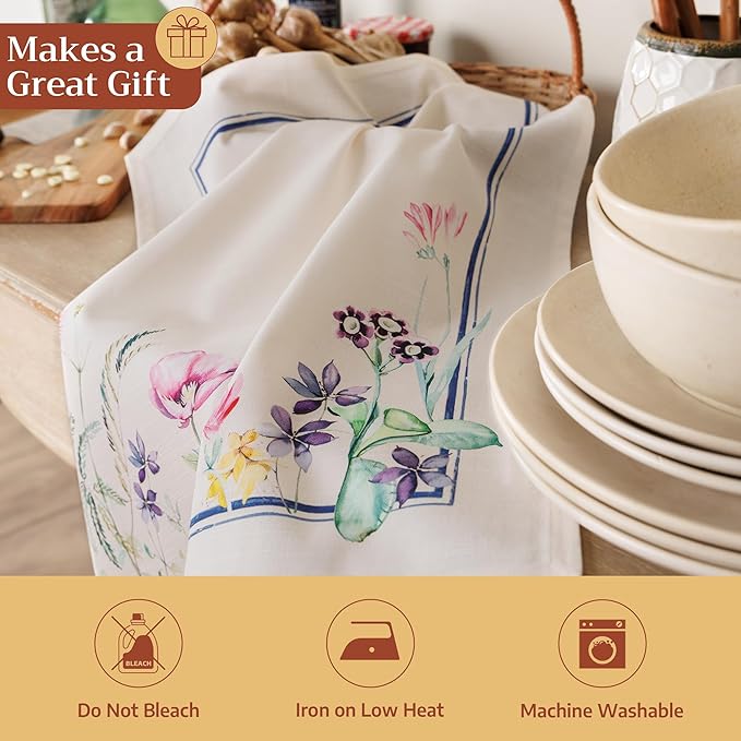 Maison d' Hermine Kitchen Towels Set of 3 100% Cotton 27.50" x 20" Reusable - Image 5