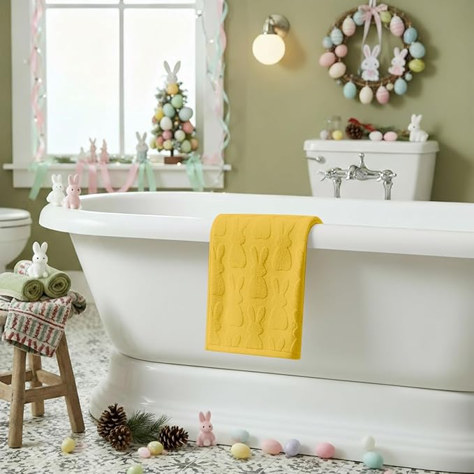 Artoid Mode 1 Pc Yellow 3D Rabbit Jacquard Easter Hand Towels - Image 3