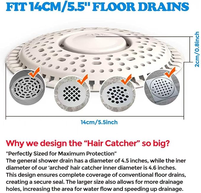 zaa Shower Drain Hair Catcher, Upgraded 2 Pack Premium Silicone Drain Protector - Image 6
