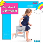 Delxo Folding Step Stool, 11 inch Non-Slip Foldable Stools for Kids & Adults Up to 300 LBS, Step Stool with Handle, Lightweight for Kitchen, Bathroom, Bedroom, Garden, Grey, 1PC - Image 6