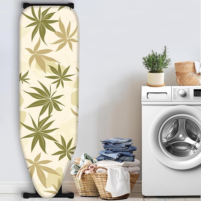 Nuxovilar Olive Green & Beige Leaf Pattern Ironing Board Cover, This Cover Fits - Image 3