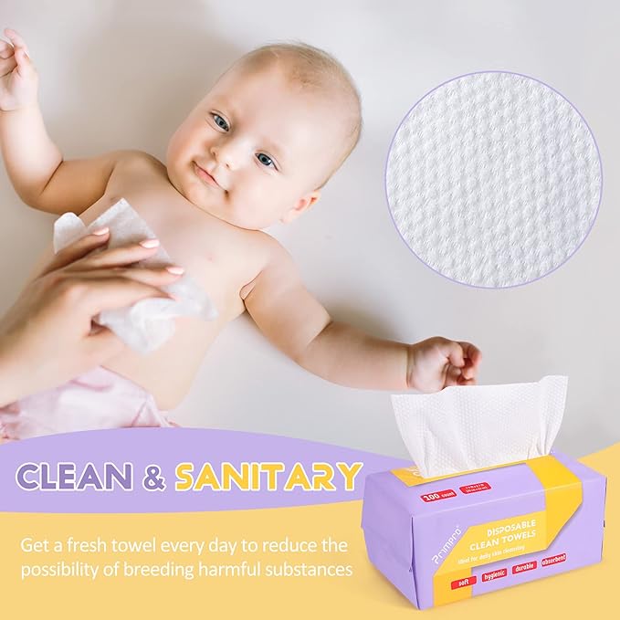100 Count Disposable Face Towels Ultra Soft Hand Washcloth Lint-Free Dry Wipes - Image 5