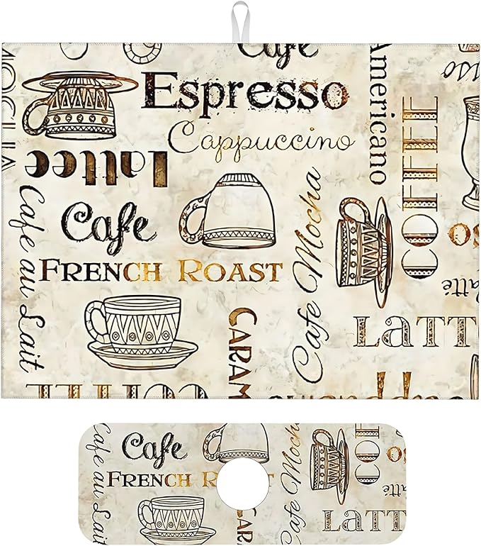 2Pcs Dish Drying Mats Faucet Mats Sets Large Size Coffee Mats Sink Faucet Mat by Unknown