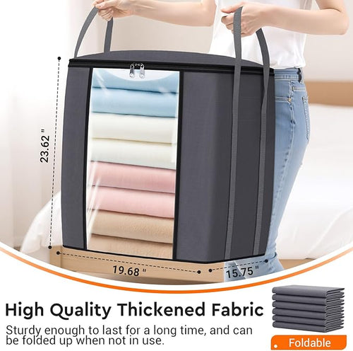 120L Extra Large Clothes Storage Bags, Foldable Blanket Storage and Organization - Image 2