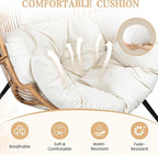 Vongrasig Wicker Egg Chair PE Rattan Chair with Cushion, Oversized Patio Lounge Chair for Outdoor, Indoor, Balcony, Backyard, Garden, Living Room, Beige - Image 5