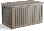 ROJIK Outdoor Storage Housing Deck Box - Waterproof Patio Furniture, Garden Tools, Cushions, Pool Accessories Storage Bench with Lockable Lid and Side Handles (Grey 238 Gal) by ROJIK