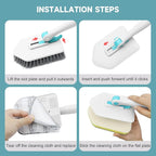nacena Shower Scrubber with Long Handle, 3 in 1 Tile Tub Scrubber Brush with 3 - Image 6