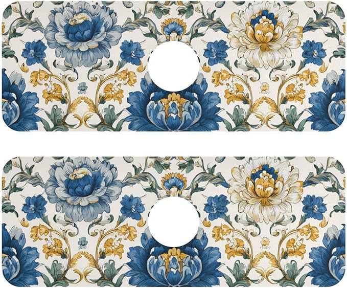 Kitchen Sink Splash Guard 2 PCS 14.7 Inch Sink Faucet Mat Splash Guard by Eyanle