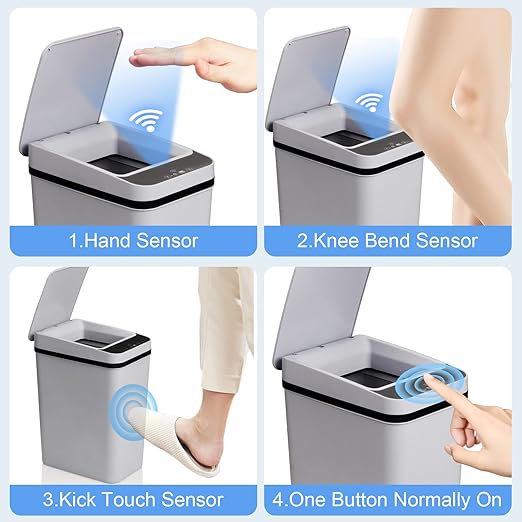 Smart Touchless Bathroom Trash Can 2.2 Gallon Automatic Motion Sensor Rubbish - Image 5
