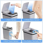 Smart Touchless Bathroom Trash Can 2.2 Gallon Automatic Motion Sensor Rubbish - Image 5