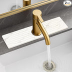 Small White Marble Stone Faucet Mat by Deceram