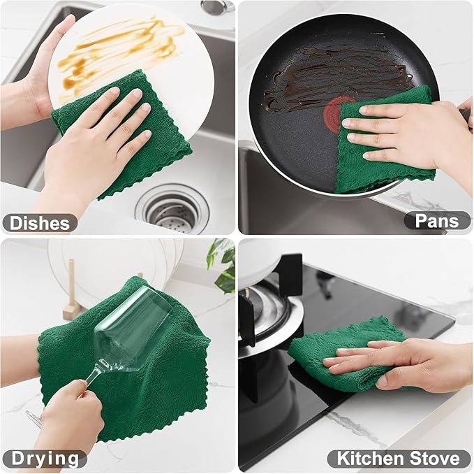 Homaxy 12 Pack Kitchen Dish Cloths, Super Soft and Absorbent Coral Velvet Dish - Image 6