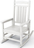 KINGYES HDPE Rocking Chairs Outdoor, Patio Rocking Chairs with 330lbs Support, Smooth Porch Rocker for Deck Lawn Yard, White by KINGYES