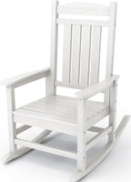 KINGYES HDPE Rocking Chairs Outdoor, Patio Rocking Chairs with 330lbs Support, Smooth Porch Rocker for Deck Lawn Yard, White by KINGYES