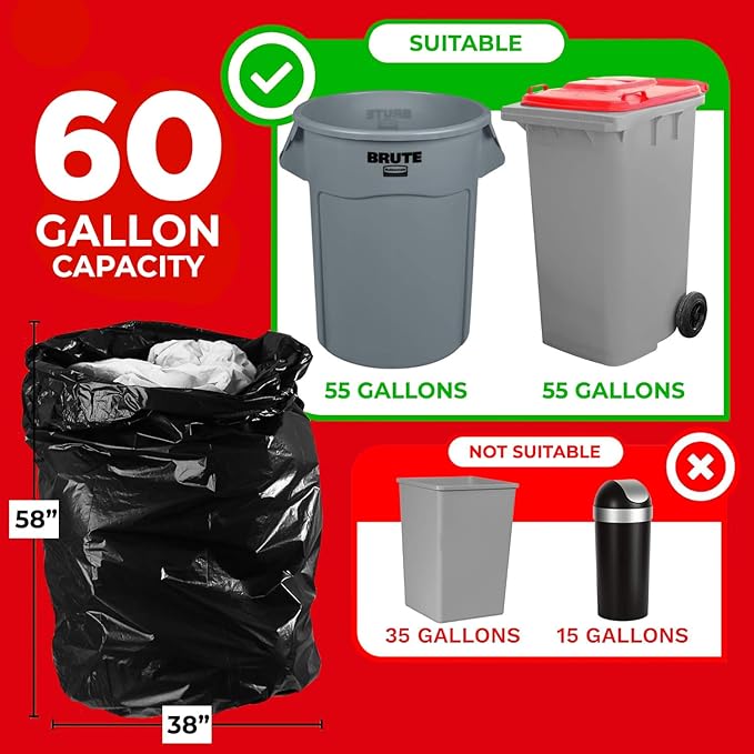 ToughBag 55-60 Gallon Heavy Duty Trash Bags - Image 2