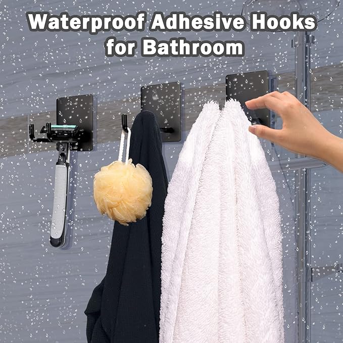 Adhesive Hooks, Stick on Stainless Steel Towel Robe Razor Wall Hooks - Image 3
