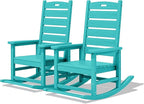 SERWALL Outdoor Rocking Chair Set of 2, Oversized Rocking Chair with Footboard for Adults, HDPE All Weather Resistant Rocking Chairs for Patio, 350lbs Weight Capacity,Aruba by SERWALL