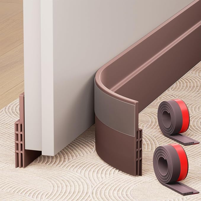 Hojoy 2 Pack Under Door Draft Stopper, Adjustable Door Sweep Anti-Collision by HOJOY