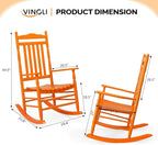 VINGLI Wooden Rocking Chair, Outdoor Chair with 450 lbs Support, Relaxing Rocker with Solid Wood High Back Seat Reclining Seat for Deck, Garden, Backyard, Porch, Indoor or Outdoor Use (Orange, 1PC) - Image 3
