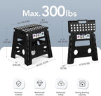 Delxo Folding Step Stool, 13 inch Non-Slip Foldable Stools Up to 300 LBS, Step Stool with Handle, Lightweight for Kitchen, Bathroom, Bedroom, Garden, Black, 1PC - Image 2