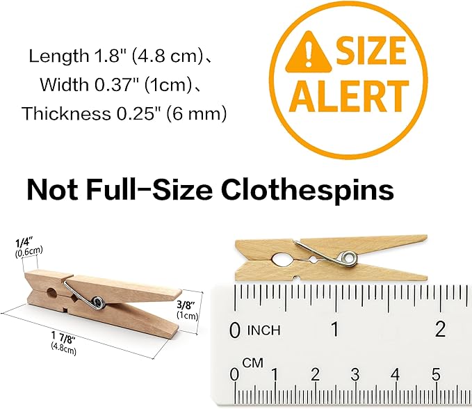 LWR CRAFTS Wooden Small Clothespins 1-7/8" 4.8cm 50 Pieces Per Pack - Image 8