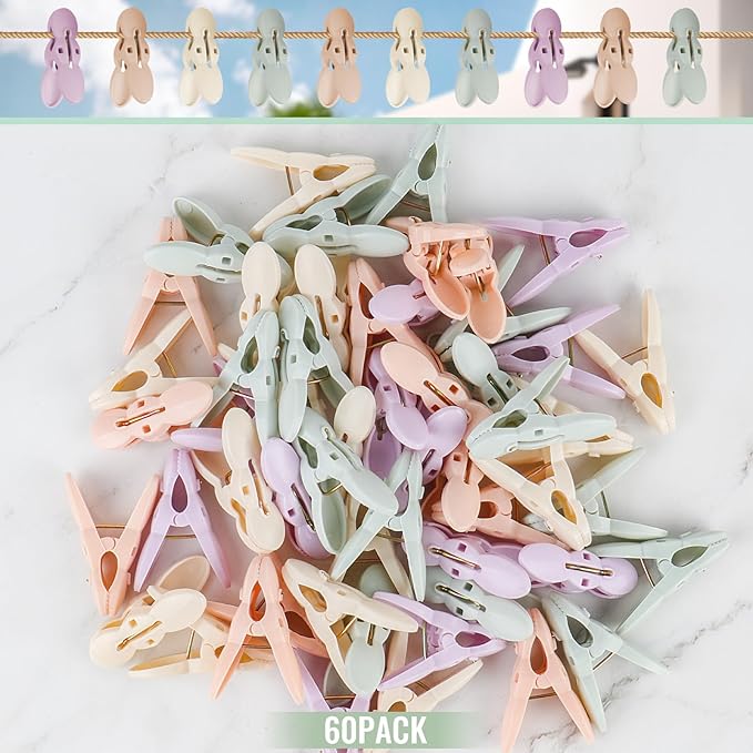 60Pcs Plastic Clothespins, Colored Clothes Pins Laundry Clips - Image 7
