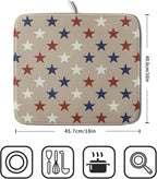 Patriotic July of 4th Blue Red White Star Dish Drying Mat - Image 2