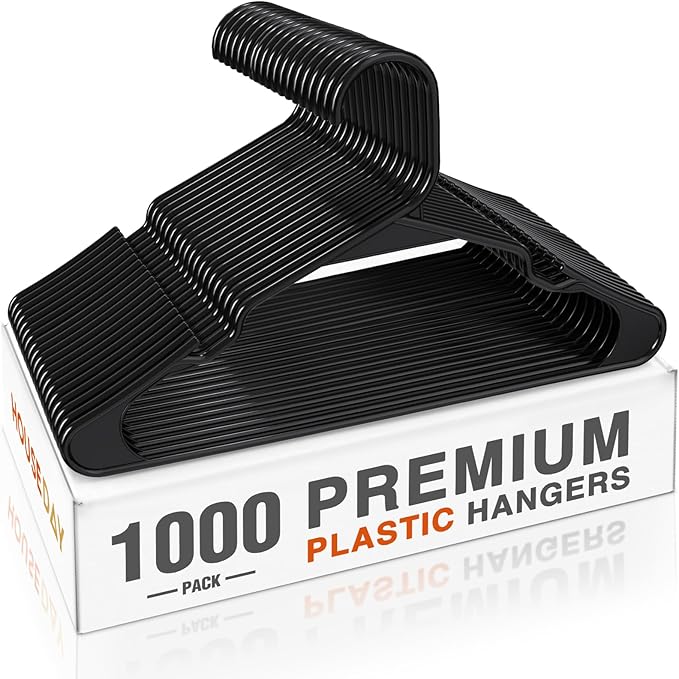 HOUSE DAY 1000 Pack Plastic Clothes Hangers, Commercial Bulk Shipment by HOUSEDAY