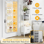 Over The Door Organizer 5 Tiers, Extra Large Behind Door Storage of 10 - Image 3