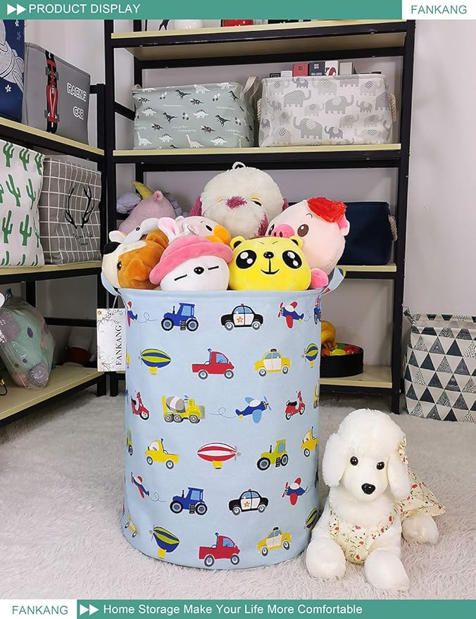 FANKANG Storage Basket, Nursery Hamper Canvas Laundry Basket Foldable - Image 4