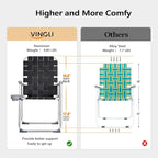 VINGLI Aluminum Patio Lawn Chairs Folding Set of 2 with Detachable Cup Holder, Webbed Beach Chair Folding Chair Outdoor Portable Camping Chair for Yard, Garden - Image 5