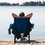 Oversized Rocking Camping Chair with Headrest & Cup Holder - 400lbs Capacity, 600D Oxford Fabric, Easy Fold Portable Outdoor Rocker Chair for Camping, Backyard, Beach, Blue - Image 6
