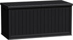 Flamaker Resin Deck Box 270 Gallon, Waterproof Imitation-Wood Lockable Storage Box with Separator Plate Outdoor Indoor, Garden, Patio Furniture for Tools&Pool Accessories (Black) by Flamaker