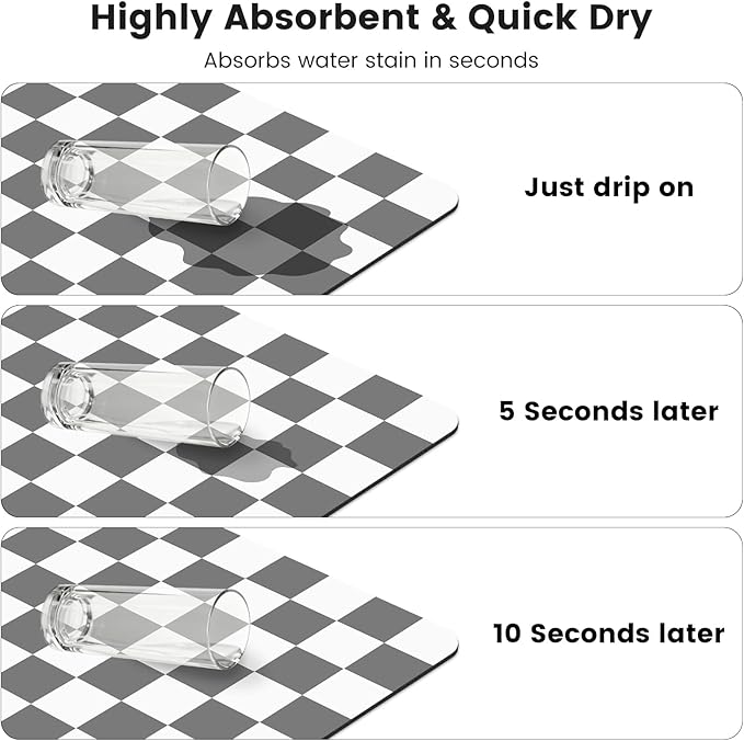 17" x 32" Checkered Dish Drying Mat - Image 5