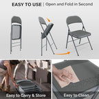 VINGLI 6 Pack Folding Chairs with Padded Seats, Metal Frame with Pu Leather Seat & Back, Capacity 350 lbs, Gray - Image 8