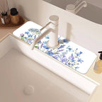 Watercolor Floral Butterfly Sink Faucet Absorbing Mat Sink Splash Guard Faucet - Image 2
