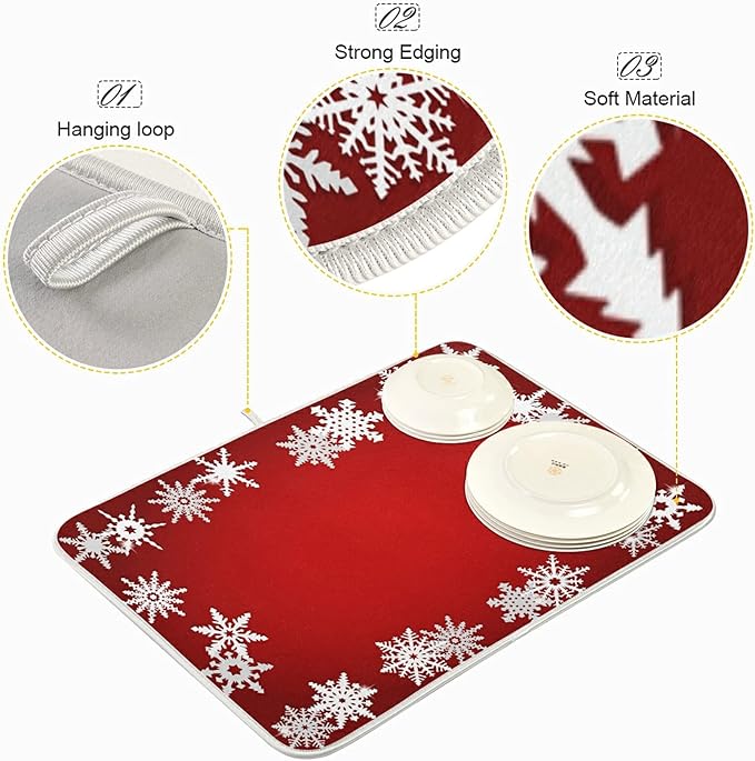 Super Absorbent Dish Drying Mat, Microfiber Fast-Drying Dish Mat, Kitchen Dish - Image 4