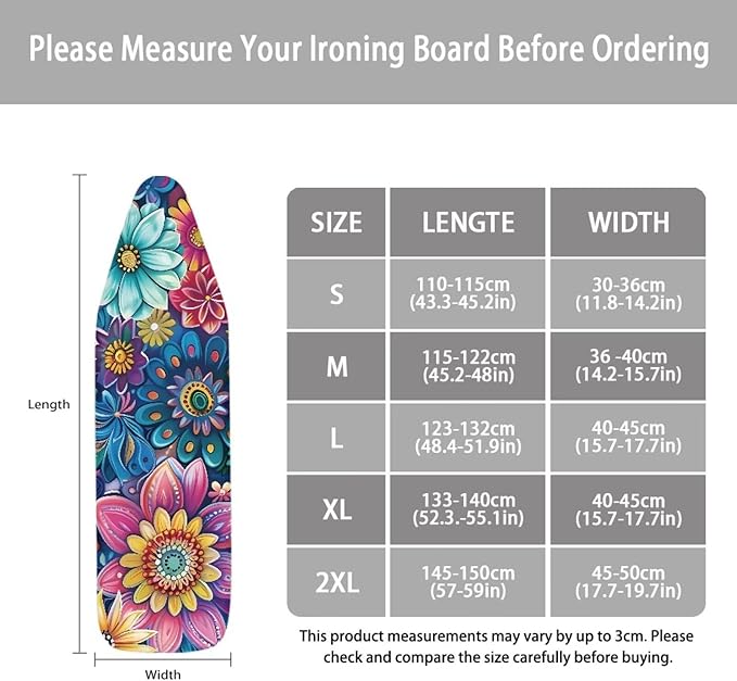 Iron Board Cover Standard Size, Floral Ironing Board Cover, Ironing Board Cover - Image 5