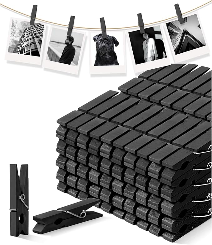 Clothes Pins Wooden Black Colored Clothespins by SFSOONEAT
