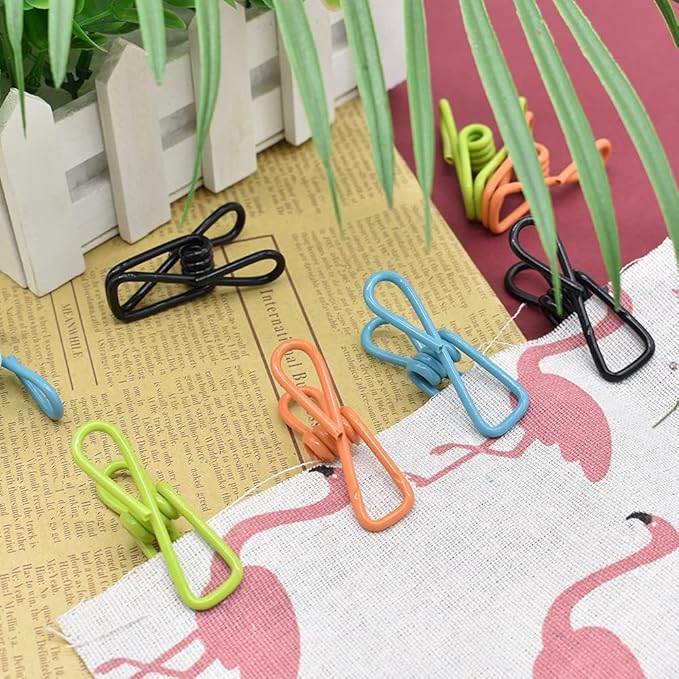 50 Pack Steel Wire Clip Utility Clips Colorful Vinyl-Coated Windproof Clothespin - Image 4