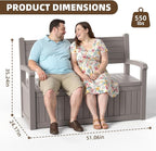 EasyUp 80 Gallon Wood Grain Style Outdoor Storage Bench, Waterproof and Lockable Deck Box Outdoor Storage Furniture for Patio,Garden,and Porch – Perfect for Storing Garden Tools and Cushions(Gray) - Image 3